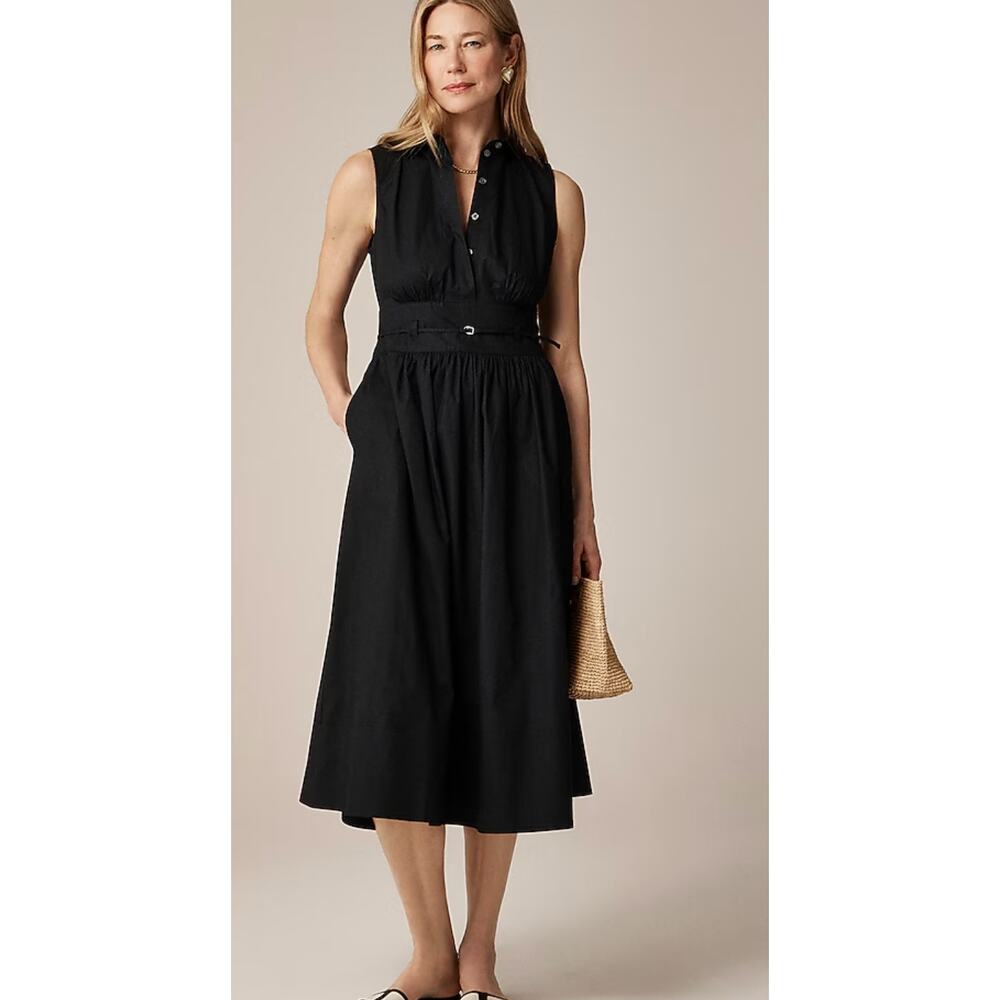 J. Crew Sleeveless Black Midi Shirtdress